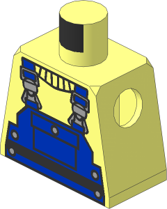 Minifig Torso with Blue Construction Overalls and Silver Belt Pattern