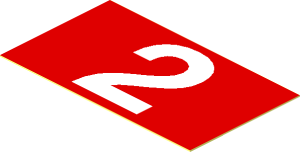 Sticker  1.1 x  1.9 with White Number "2" on Red Background
