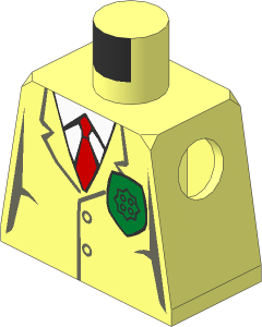 Minifig Torso with Jacket, Badge and Red Tie Pattern