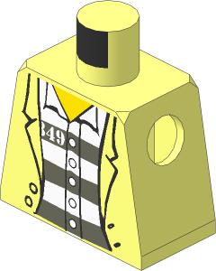 Minifig Torso with Jacket over Shirt and Prison Stripes Pattern