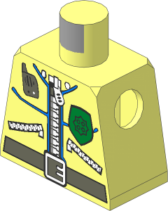 Minifig Torso with Leather Jacket and Badge Pattern