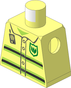 Minifig Torso with Neon Yellow Stripes, Radio and Badge Pattern