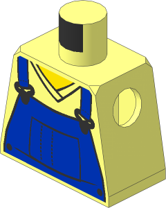 Minifig Torso with V-Neck Shirt and Blue Overalls Pattern