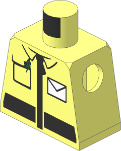 Minifig Torso with White Envelope and Zipper Pattern