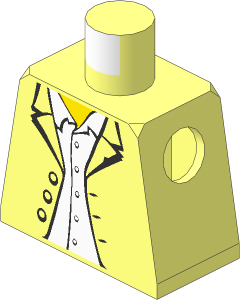Minifig Torso with Jacket over White Button Down Shirt Pattern