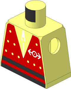 Minifig Torso with Red Vest and Train Logo Pattern