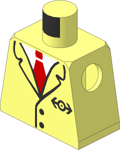 Minifig Torso with Suit and Red Tie with Train Logo Pattern