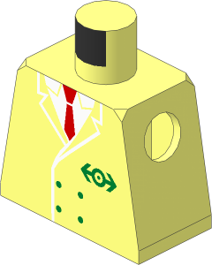Minifig Torso with Four Button Suit and Train Logo Pattern