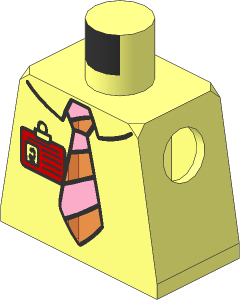 Minifig Torso with Shirt, Pink/Salmon Tie and ID Badge Pattern