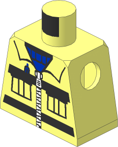 Minifig Torso with Blue Shirt and Safety Stripes Pattern