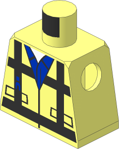 Minifig Torso with Construction Safety Vest with Reflective Stripes Pattern