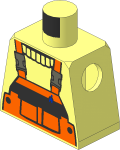 Minifig Torso with Orange Dungarees, Sweater, Blue Pen in Pocket Pattern