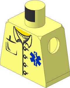 Minifig Torso with Hospital EMT Star of Life, Open Collar, Buttons and Pocket Pen Pattern