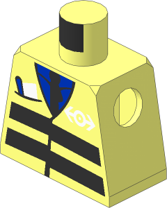 Minifig Torso with Safety Vest with Reflective Stripes, Pocket and Train Logo Pattern