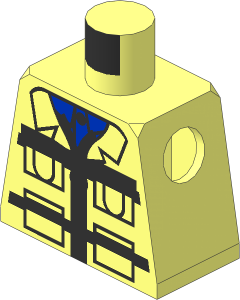 Minifig Torso with Blue Shirt and Construction Zipper Jacket with Safety Stripes Pattern