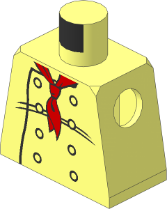 Minifig Torso with Chef Jacket with  8 Buttons and Long Red Neckerchief Pattern