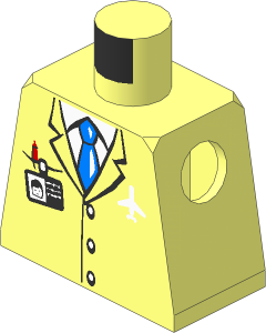Minifig Torso with Airplane Logo, White Shirt and Suit Pattern