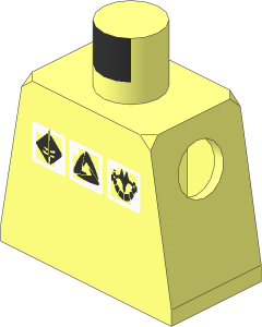 Minifig Torso with Three White and Silver Squares Pattern