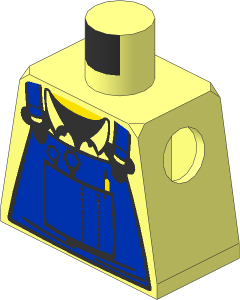 Minifig Torso with T-Shirt, Blue Dungarees and Tools Pattern