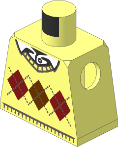 Minifig Torso with Argyle Sweater and White Shirt Collar Pattern