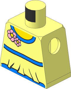 Minifig Torso with Medium Blue Trim and Flowers Pattern