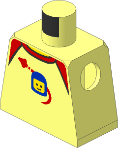 Minifig Torso with Shirt with Red Collar and Spaceship Orbiting Classic Space Helmet Pattern