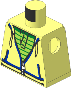 Minifig Torso with Hoodie with Zipper over Lime and Green Striped Shirt Pattern