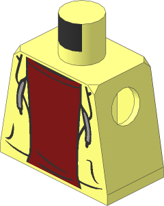 Minifig Torso with Hooded Sweatshirt Open with Drawstrings over Dark Red Top Pattern