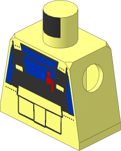 Minifig Torso with Overalls with Reflective Stripe and Buckles, Front Pouch and Red Pen Pattern