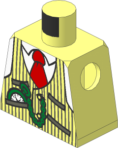 Minifig Torso with Pinstripe Vest, Red Tie and Pocket Watch Pattern