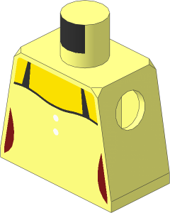 Minifig Torso with Female Top with  2 White Buttons and Black Straps Pattern