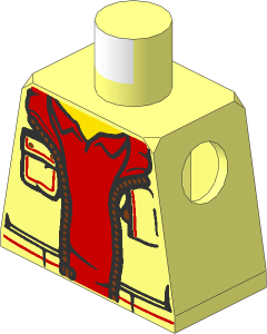 Minifig Torso with Jacket and Medium Nougat Collar over Bright Light Blue Shirt Pattern