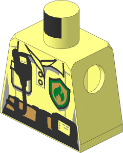 Minifig Torso with Female Firefighter Vest with Gold Badge and Belt with Radio Pattern