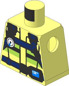 Minifig Torso with Firefighter Vest with Reflective Stripes with Heavy Duty Utility Belt Pattern
