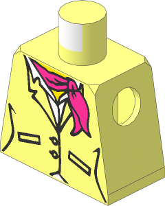 Minifig Torso with Female Suit Jacket, Pink Shirt and Magenta Scarf Pattern