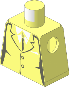 Minifig Torso with Dark Bluish Grey Suit Lines and Tie Pattern