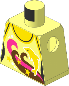 Minifig Torso with Halter Top, Dolphins, Swirls and Stars Pattern