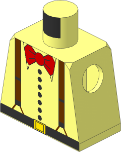 Minifig Torso with Suspenders and Red Bowtie Pattern