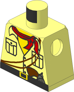 Minifig Torso with Safari Shirt, Gun, Red Bandana & Yellow Chest Pattern