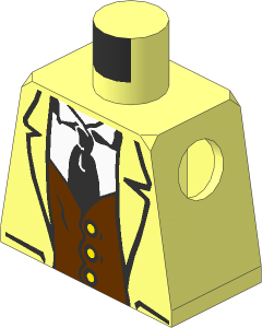 Minifig Torso with White Suit, Brown Vest and Tie Pattern