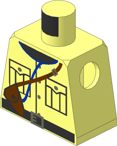 Minifig Torso with Safari Shirt, Black Neck and Brown Holster Pattern