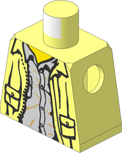 Minifig Torso with Leather Jacket and Light Grey Shirt Pattern