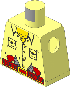 Minifig Torso with Rumpled Shirt, 2 Revolvers in Belt Pattern