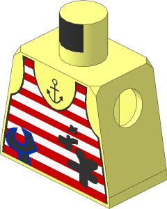 Minifig Torso with Tank Top, Stains, Wrench, and Tattoo Pattern