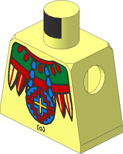 Minifig Torso with Mayan Necklace, Tribal Shirt & Navel Pattern