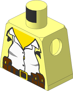 Minifig Torso with Female White Shirt, Open Jacket Pattern