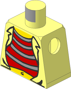 Minifig Torso with Red and Grey Shirt, Pot Belly, Jacket Pattern