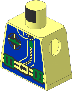 Minifig Torso with Aquanaut Sub Logo, Zipper, and Weight Belt Pattern