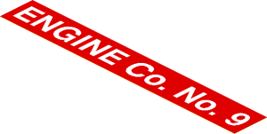 Sticker  1.1 x 7.9 with White "ENGINE Co. No. 9" on Red Background