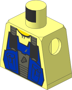 Minifig Torso with Blue Vest, Pockets, Shirt and Drill Pattern